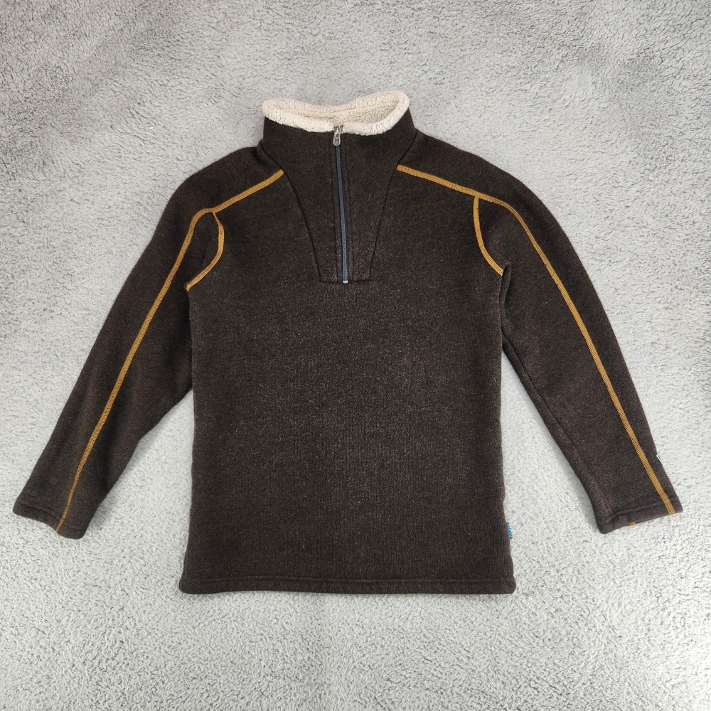 Kuhl Alfpaca Fleece 1/4 Zip Pullover Mens S Brown Sherpa Lined Collar
